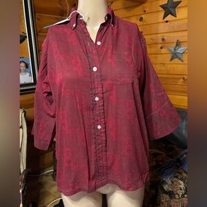 Waldorf Vintage 50’s 100% Cotton Burgundy/Red Button-Down Shirt